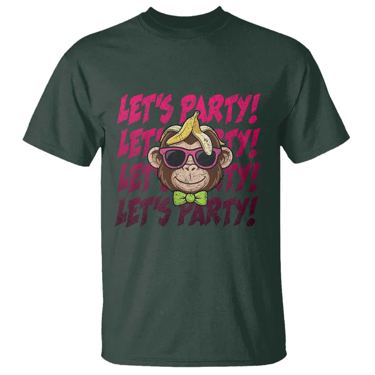 Lets Party Monkey Baseball T Shirt Funny Ball Party Game Day Fans TS02 Dark Forest Green Print Your Wear