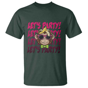 Lets Party Monkey Baseball T Shirt Funny Ball Party Game Day Fans TS02 Dark Forest Green Print Your Wear