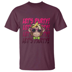 Lets Party Monkey Baseball T Shirt Funny Ball Party Game Day Fans TS02 Maroon Print Your Wear