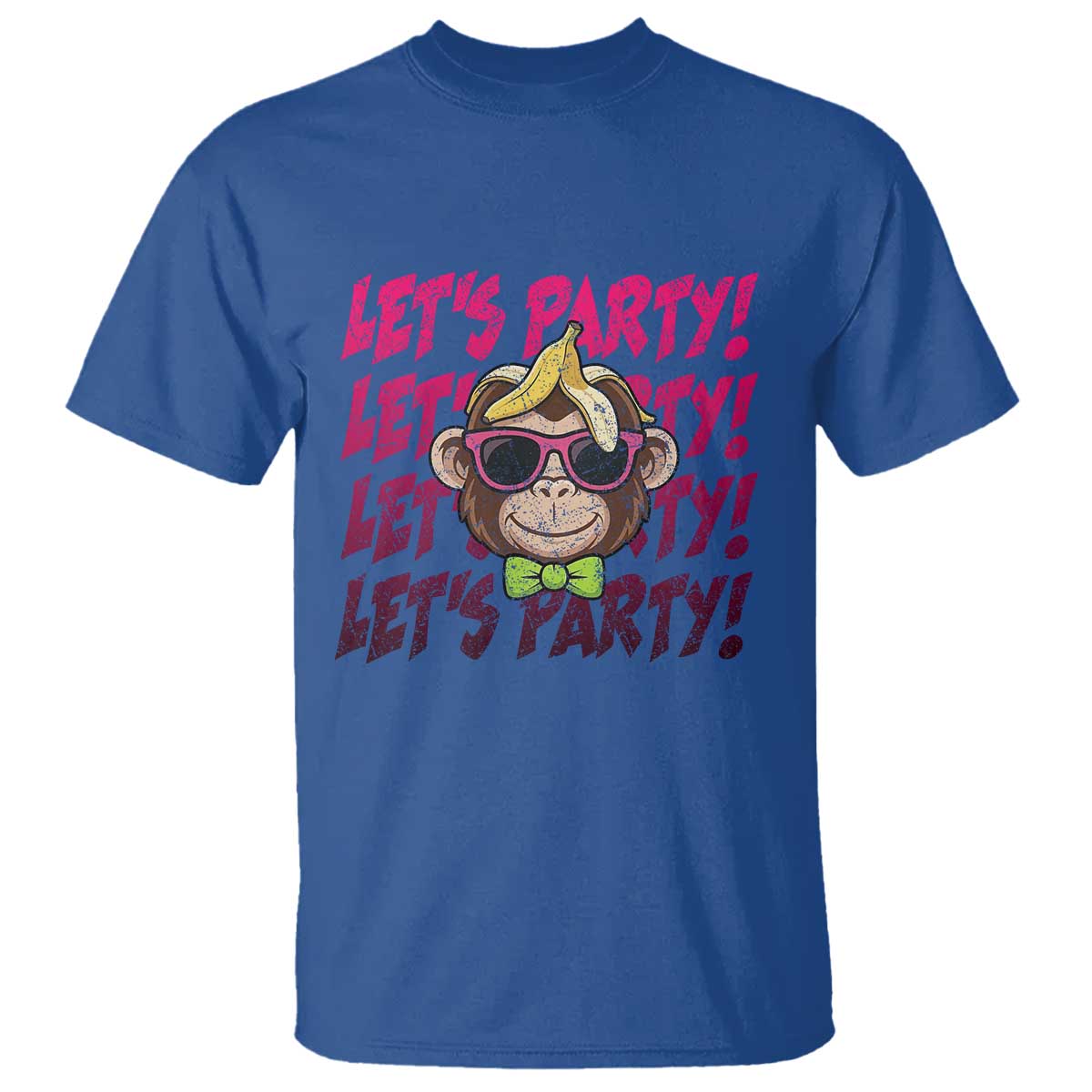 Lets Party Monkey Baseball T Shirt Funny Ball Party Game Day Fans TS02 Royal Blue Print Your Wear