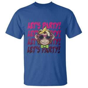 Lets Party Monkey Baseball T Shirt Funny Ball Party Game Day Fans TS02 Royal Blue Print Your Wear