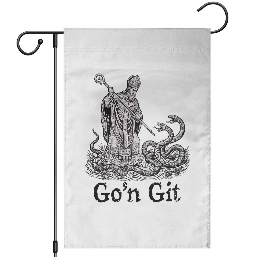 Go'n Git Funny Saint Patrick Banishing Snakes Garden Flag Irish History Humor St Patricks Day TS02 White Print Your Wear
