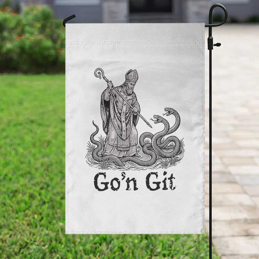 Go'n Git Funny Saint Patrick Banishing Snakes Garden Flag Irish History Humor St Patricks Day TS02 Print Your Wear