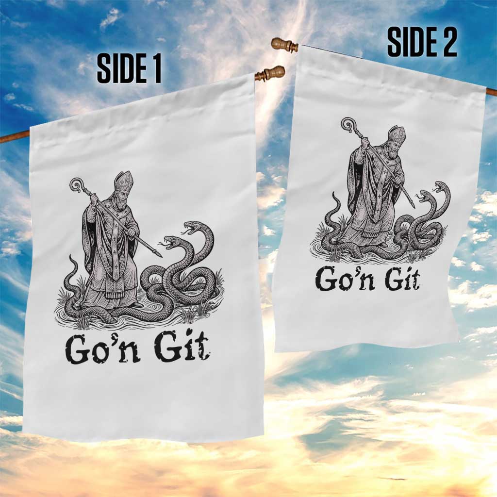Go'n Git Funny Saint Patrick Banishing Snakes Garden Flag Irish History Humor St Patricks Day TS02 Print Your Wear