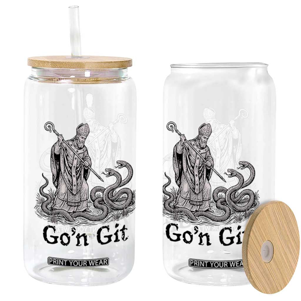 Go'n Git Funny Saint Patrick Banishing Snakes Glass Can Irish History Humor St Patricks Day TS02 Print Your Wear