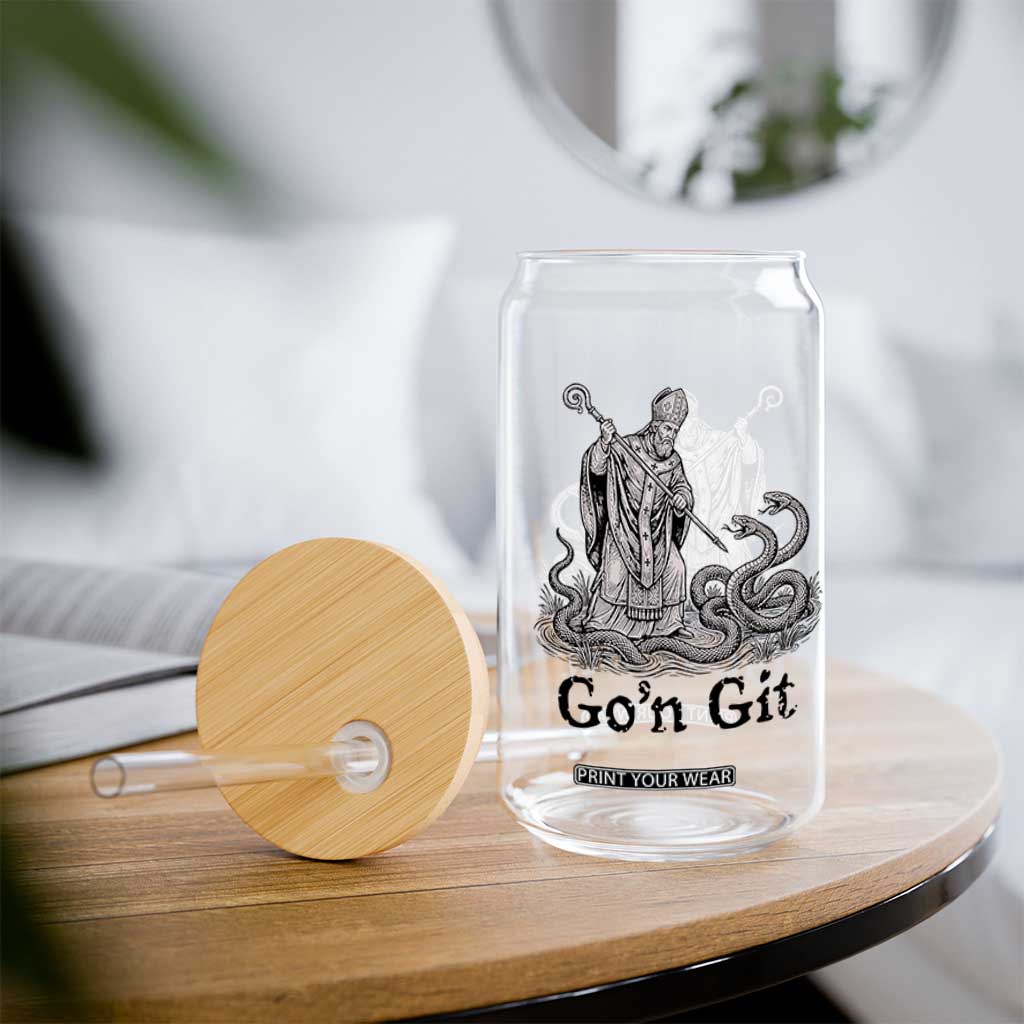 Go'n Git Funny Saint Patrick Banishing Snakes Glass Can Irish History Humor St Patricks Day TS02 Print Your Wear