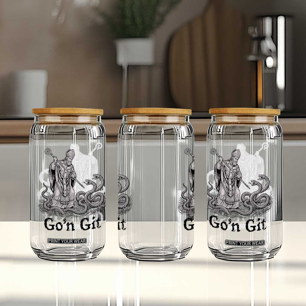 Go'n Git Funny Saint Patrick Banishing Snakes Glass Can Irish History Humor St Patricks Day TS02 Print Your Wear