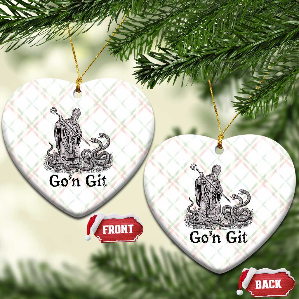 Go'n Git Funny Saint Patrick Banishing Snakes Ceramic Ornament Irish History Humor St Patricks Day TS02 Print Your Wear
