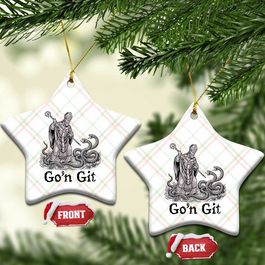 Go'n Git Funny Saint Patrick Banishing Snakes Ceramic Ornament Irish History Humor St Patricks Day TS02 Print Your Wear