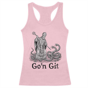 Go'n Git Funny Saint Patrick Banishing Snakes Racerback Tank Top Irish History Humor St Patricks Day TS02 Light Pink Print Your Wear