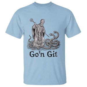 Go'n Git Funny Saint Patrick Banishing Snakes T Shirt Irish History Humor St Patricks Day TS02 Light Blue Print Your Wear