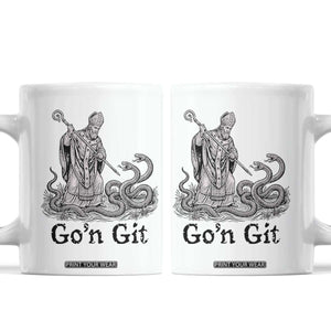 Go'n Git Funny Saint Patrick Banishing Snakes Coffee Mug Irish History Humor St Patricks Day TS02 White Print Your Wear