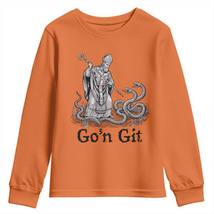 Go'n Git Funny Saint Patrick Banishing Snakes Youth Sweatshirt Irish History Humor St Patricks Day TS02 Orange Print Your Wear