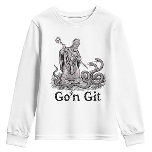 Go'n Git Funny Saint Patrick Banishing Snakes Youth Sweatshirt Irish History Humor St Patricks Day TS02 White Print Your Wear