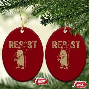 Funny Penguin Resist Ceramic Ornament Against Tariffs Activism Vintage TS02 Print Your Wear