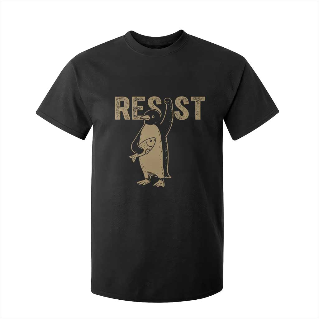 Funny Penguin Resist T Shirt For Kid Against Tariffs Activism Vintage TS02 Black Print Your Wear