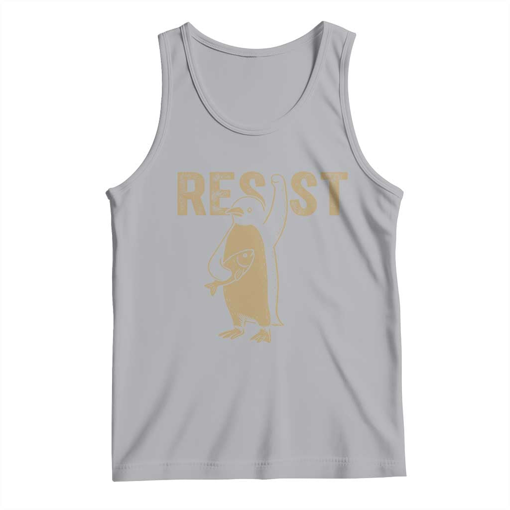 Funny Penguin Resist Tank Top Against Tariffs Activism Vintage TS02 Athletic Heather Print Your Wear