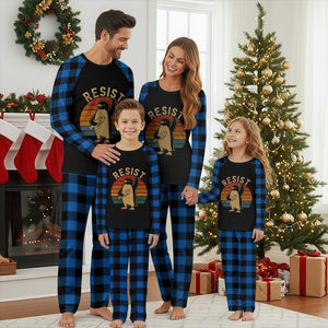 Funny Penguin Resist Plaid Pajama Set Against Tariffs Retro Vintage TS02 Blue Plaid Print Your Wear