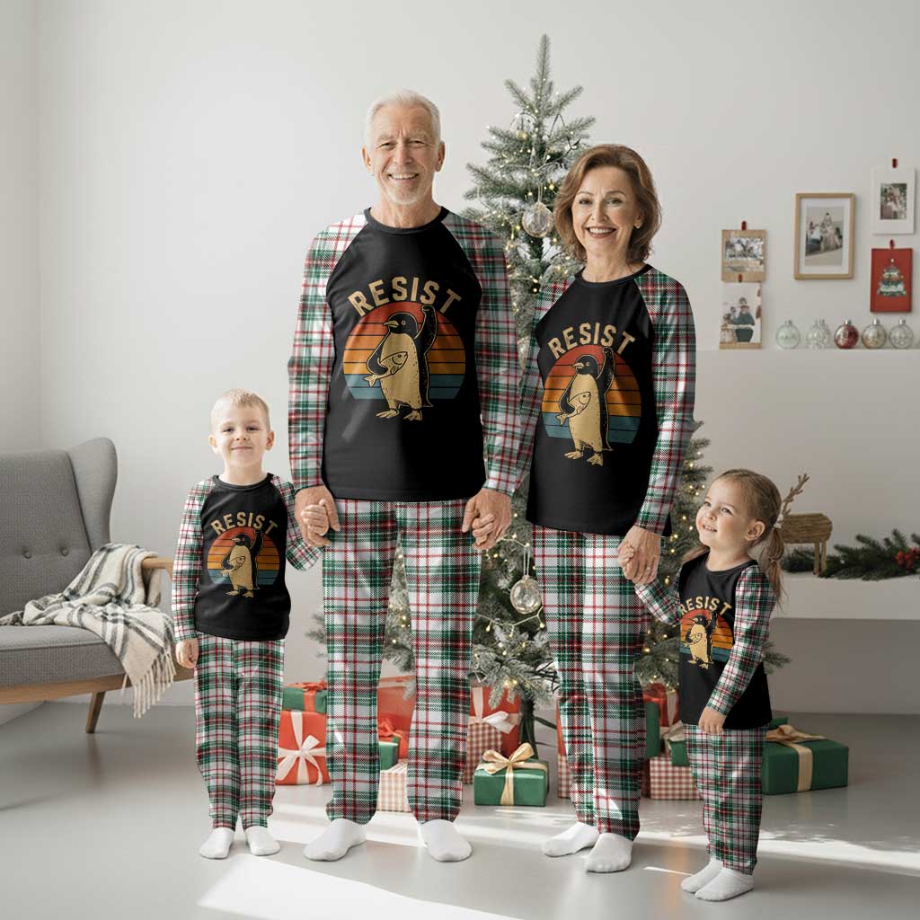 Funny Penguin Resist Plaid Pajama Set Against Tariffs Retro Vintage TS02 Christmas Plaid Print Your Wear