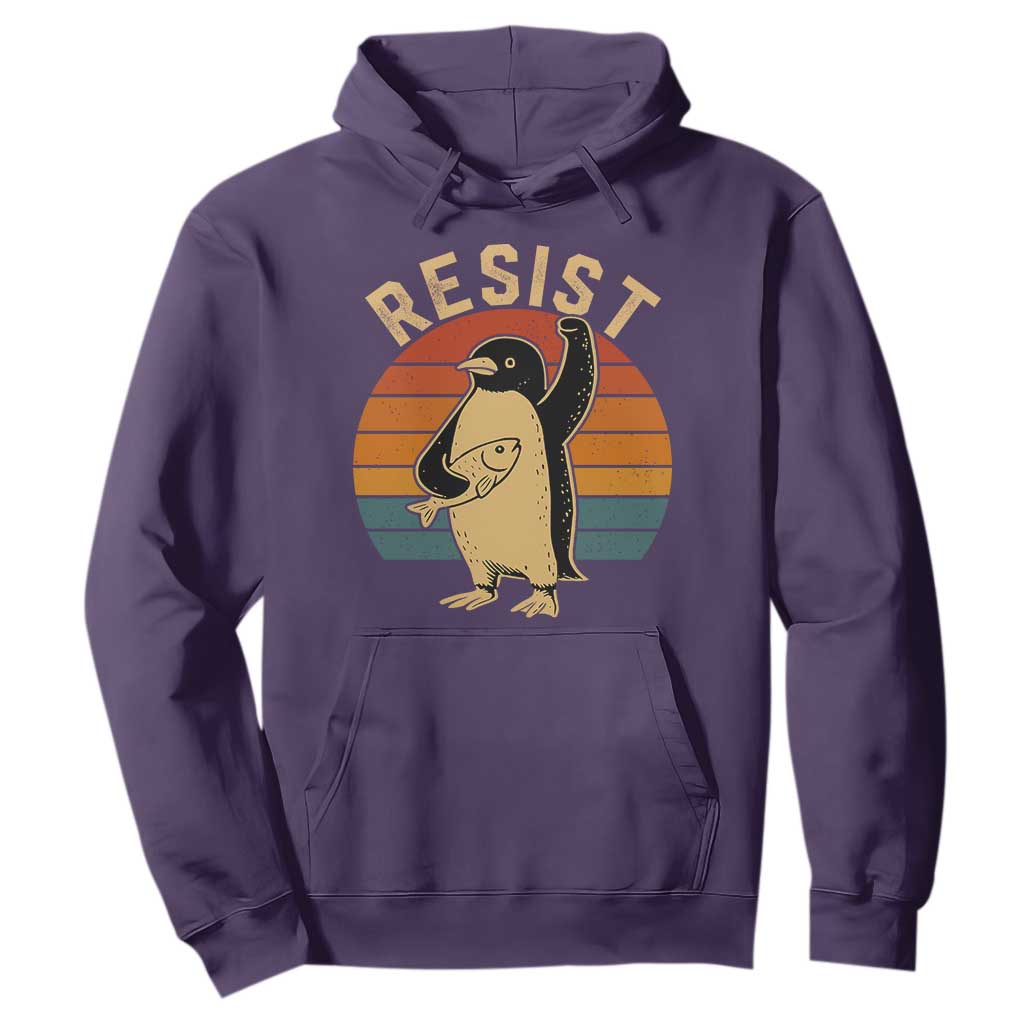 Funny Penguin Resist Hoodie Against Tariffs Retro Vintage TS02 Purple Print Your Wear