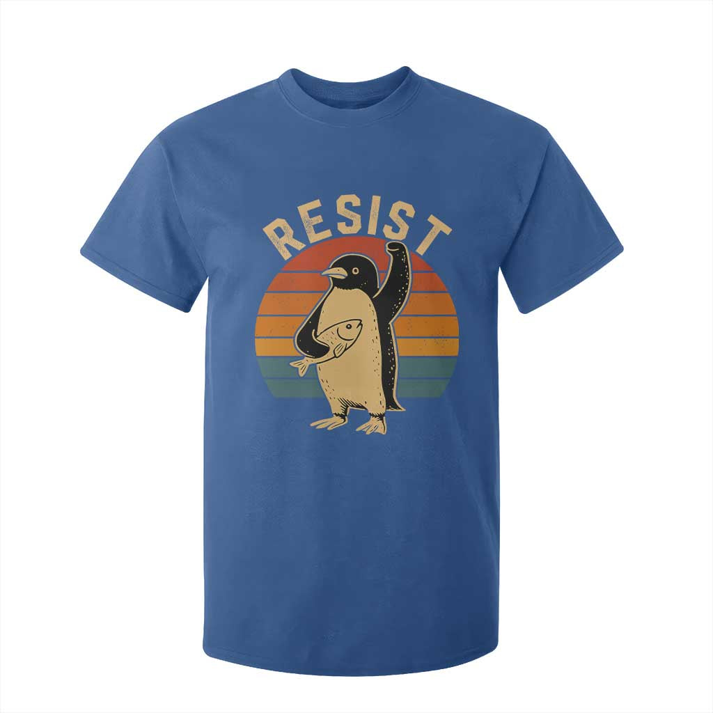 Funny Penguin Resist T Shirt For Kid Against Tariffs Retro Vintage TS02 Royal Blue Print Your Wear