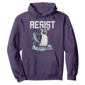Funny Penguin Resist Hoodie Against Tariffs Protest TS02 Purple Print Your Wear