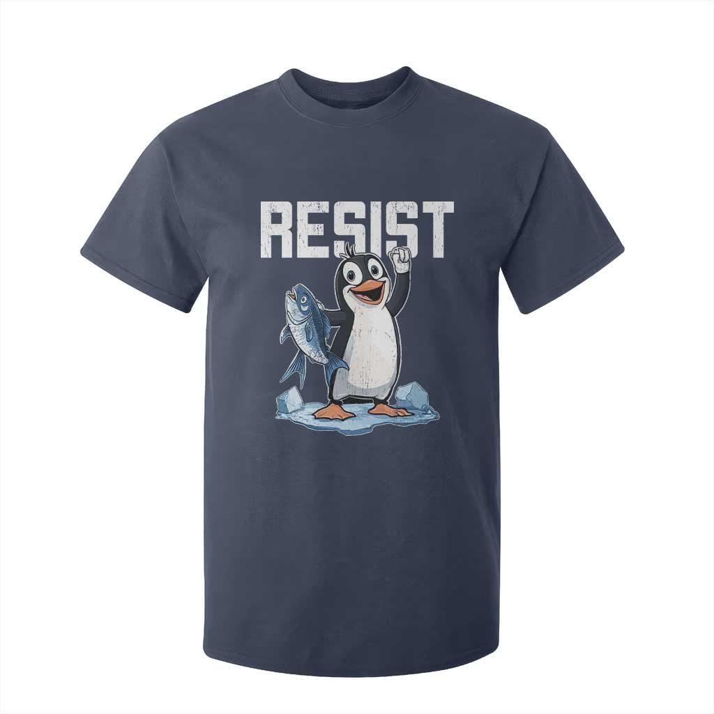 Funny Penguin Resist T Shirt For Kid Against Tariffs Protest TS02 Navy Print Your Wear