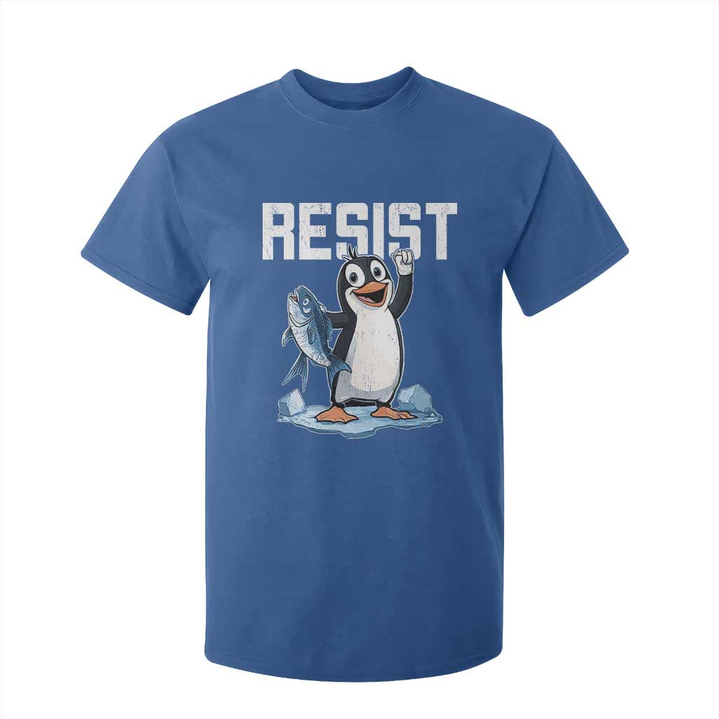 Funny Penguin Resist T Shirt For Kid Against Tariffs Protest TS02 Royal Blue Print Your Wear