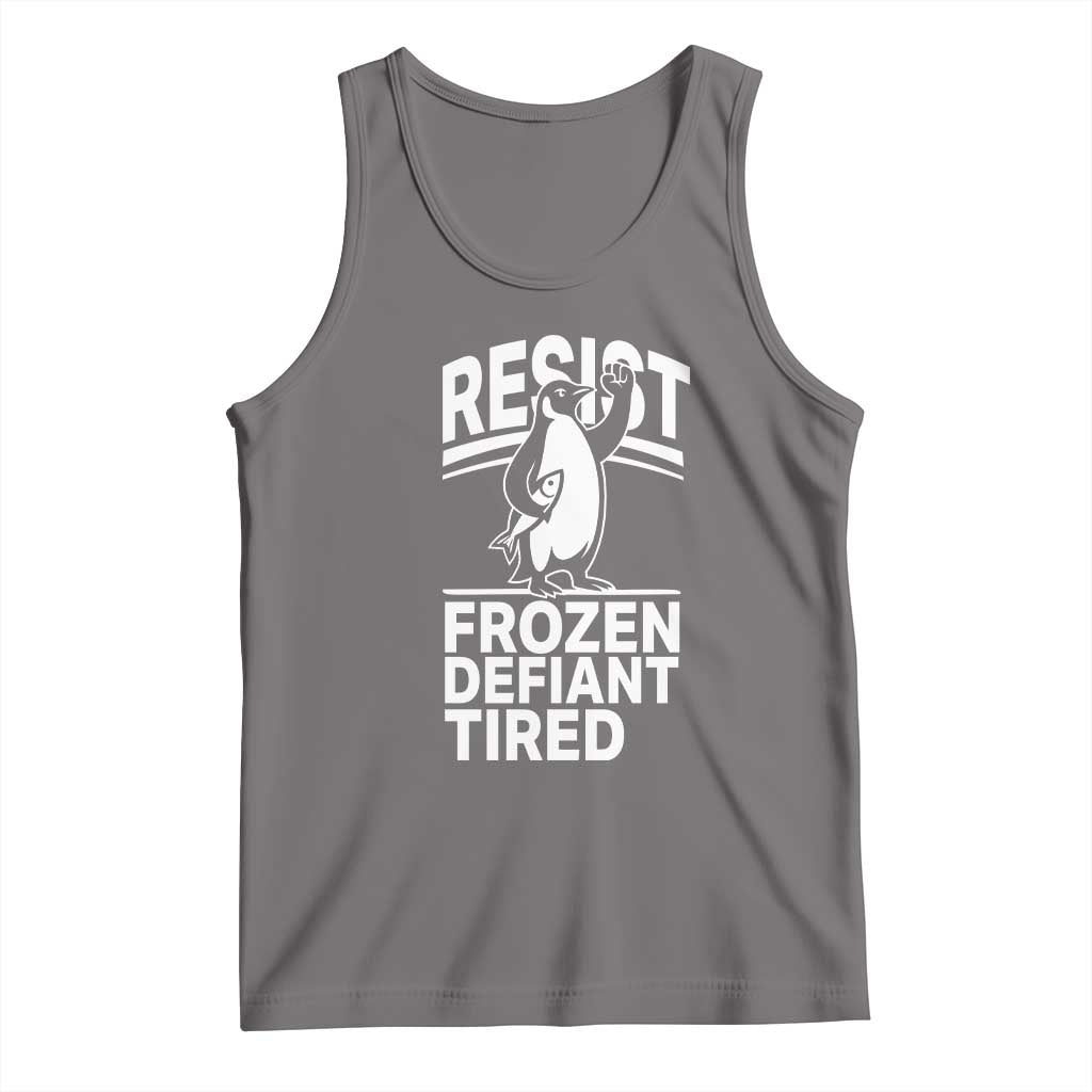 Funny Penguin Resist Tank Top Frozen Defiant Tired FDT Activism TS02 Deep Heather Print Your Wear