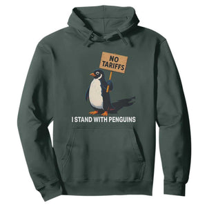Funny Penguin Resist Hoodie No Tariffs I Stand With Penguins TS02 Dark Forest Green Print Your Wear