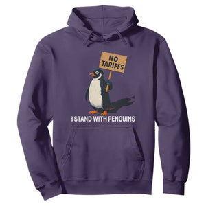 Funny Penguin Resist Hoodie No Tariffs I Stand With Penguins TS02 Purple Print Your Wear