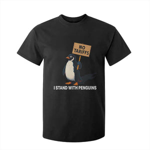 Funny Penguin Resist T Shirt For Kid No Tariffs I Stand With Penguins TS02 Black Print Your Wear