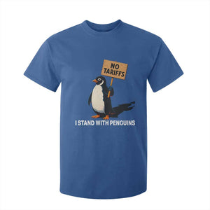 Funny Penguin Resist T Shirt For Kid No Tariffs I Stand With Penguins TS02 Royal Blue Print Your Wear