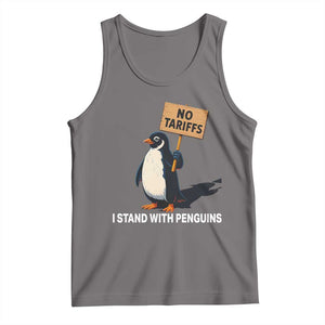 Funny Penguin Resist Tank Top No Tariffs I Stand With Penguins TS02 Deep Heather Print Your Wear