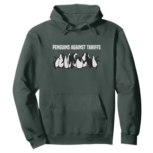 Funny Penguin Resist Hoodie Penguins Against Tariffs Sarcastic Saying Meme TS02 Dark Forest Green Print Your Wear