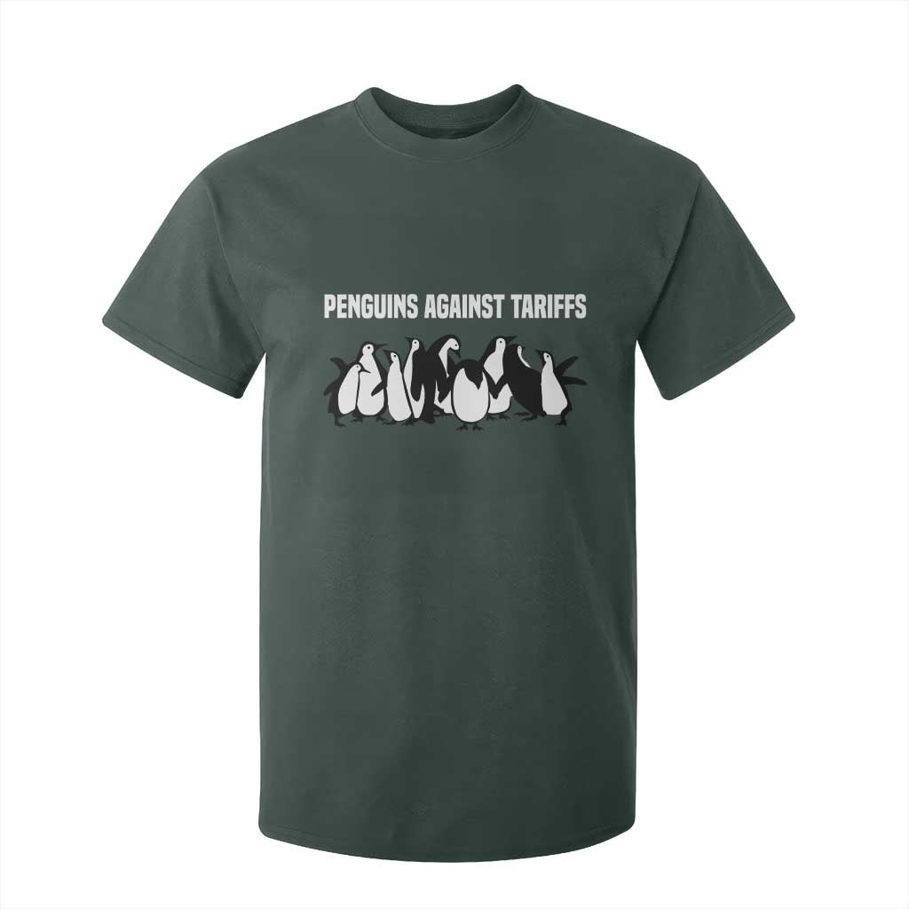 Funny Penguin Resist T Shirt For Kid Penguins Against Tariffs Sarcastic Saying Meme TS02 Dark Forest Green Print Your Wear