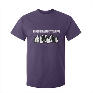 Funny Penguin Resist T Shirt For Kid Penguins Against Tariffs Sarcastic Saying Meme TS02 Purple Print Your Wear