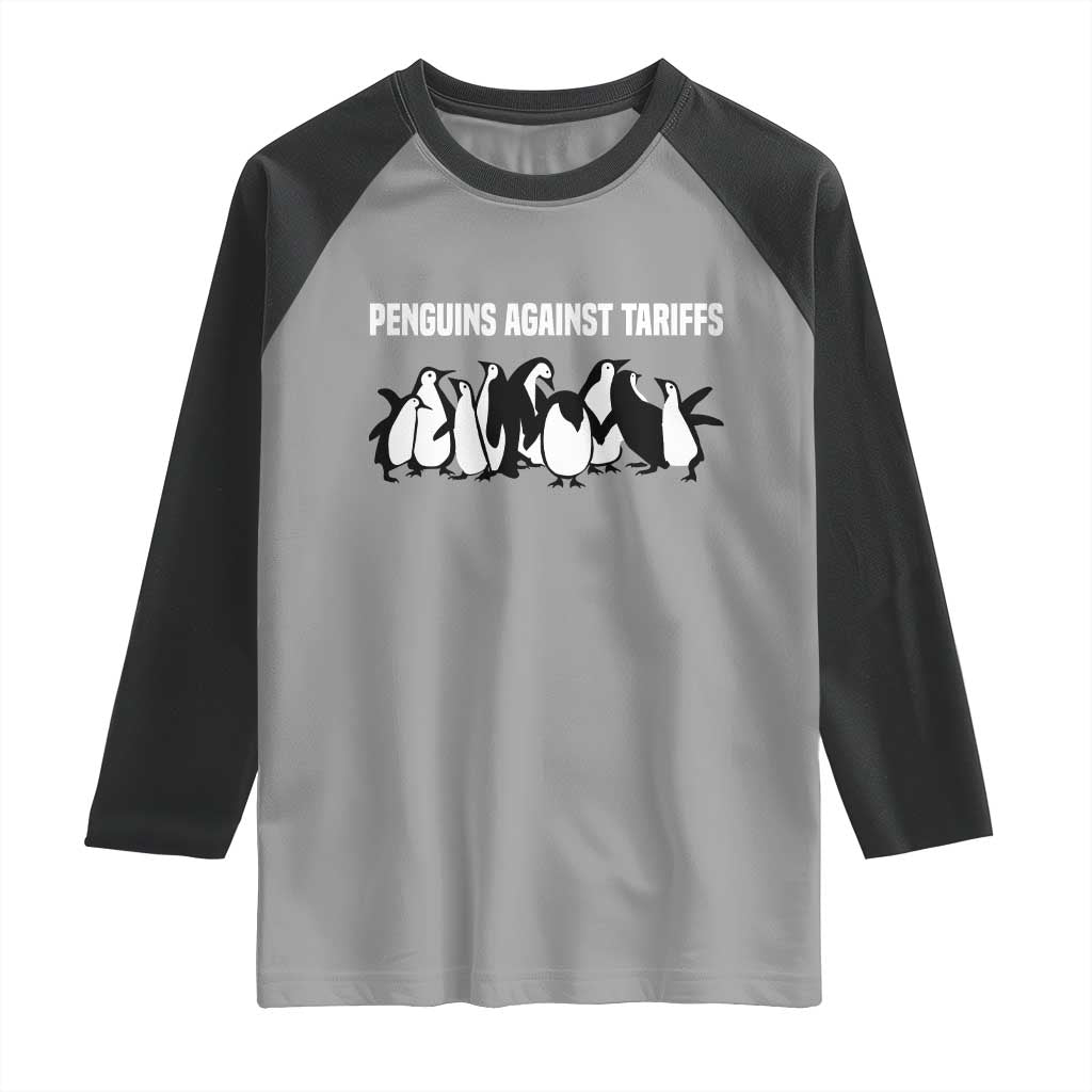 Funny Penguin Resist Raglan Shirt Penguins Against Tariffs Sarcastic Saying Meme TS02 Sport Gray Black Print Your Wear