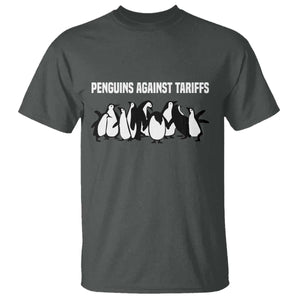 Funny Penguin Resist T Shirt Penguins Against Tariffs Sarcastic Saying Meme TS02 Dark Heather Print Your Wear