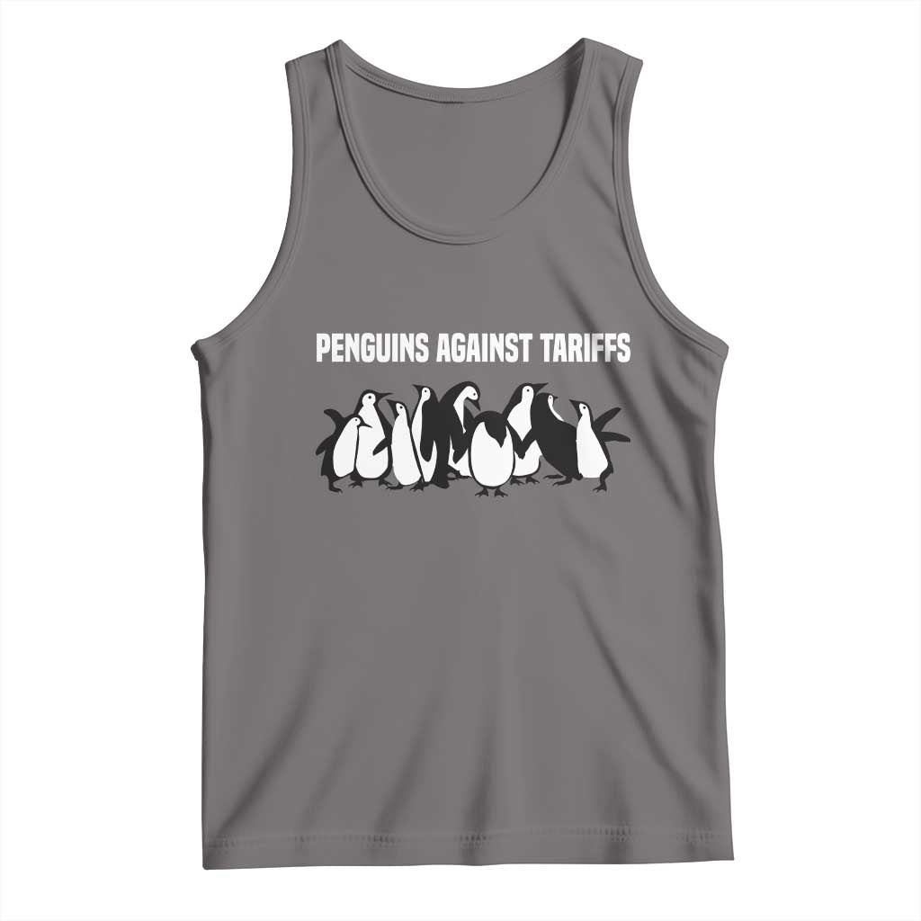 Funny Penguin Resist Tank Top Penguins Against Tariffs Sarcastic Saying Meme TS02 Deep Heather Print Your Wear