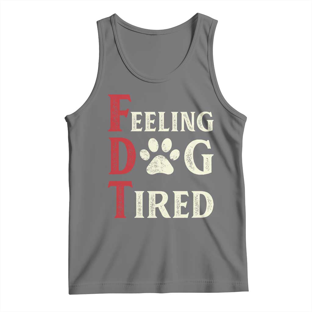 Feeling Dog Tired Tank Top FDT Dogs Paw Sarcasm TS02 Black Heather Print Your Wear
