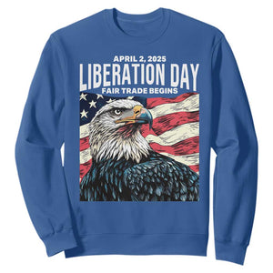 Liberation Day April 2 2025 Sweatshirt Fair Trade Patriotic American Eagle USA Flag TS02 Royal Blue Print Your Wear