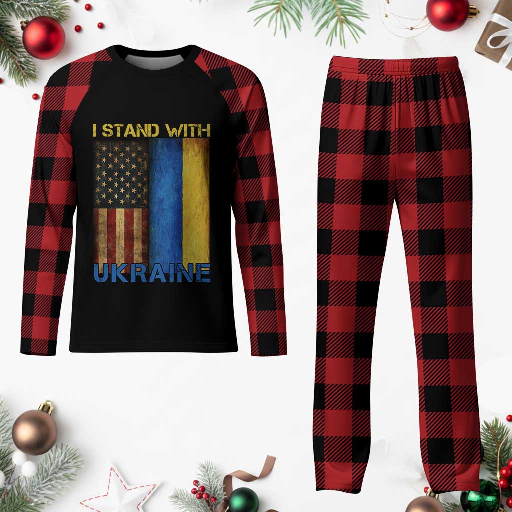 I Stand With Ukraine Plaid Pajama Set Ukrainian American Flag TS02 Buffalo Plaid Print Your Wear