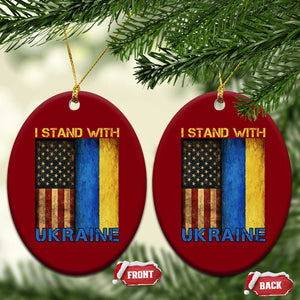 I Stand With Ukraine Ceramic Ornament Ukrainian American Flag TS02 Print Your Wear