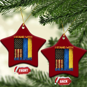 I Stand With Ukraine Ceramic Ornament Ukrainian American Flag TS02 Print Your Wear