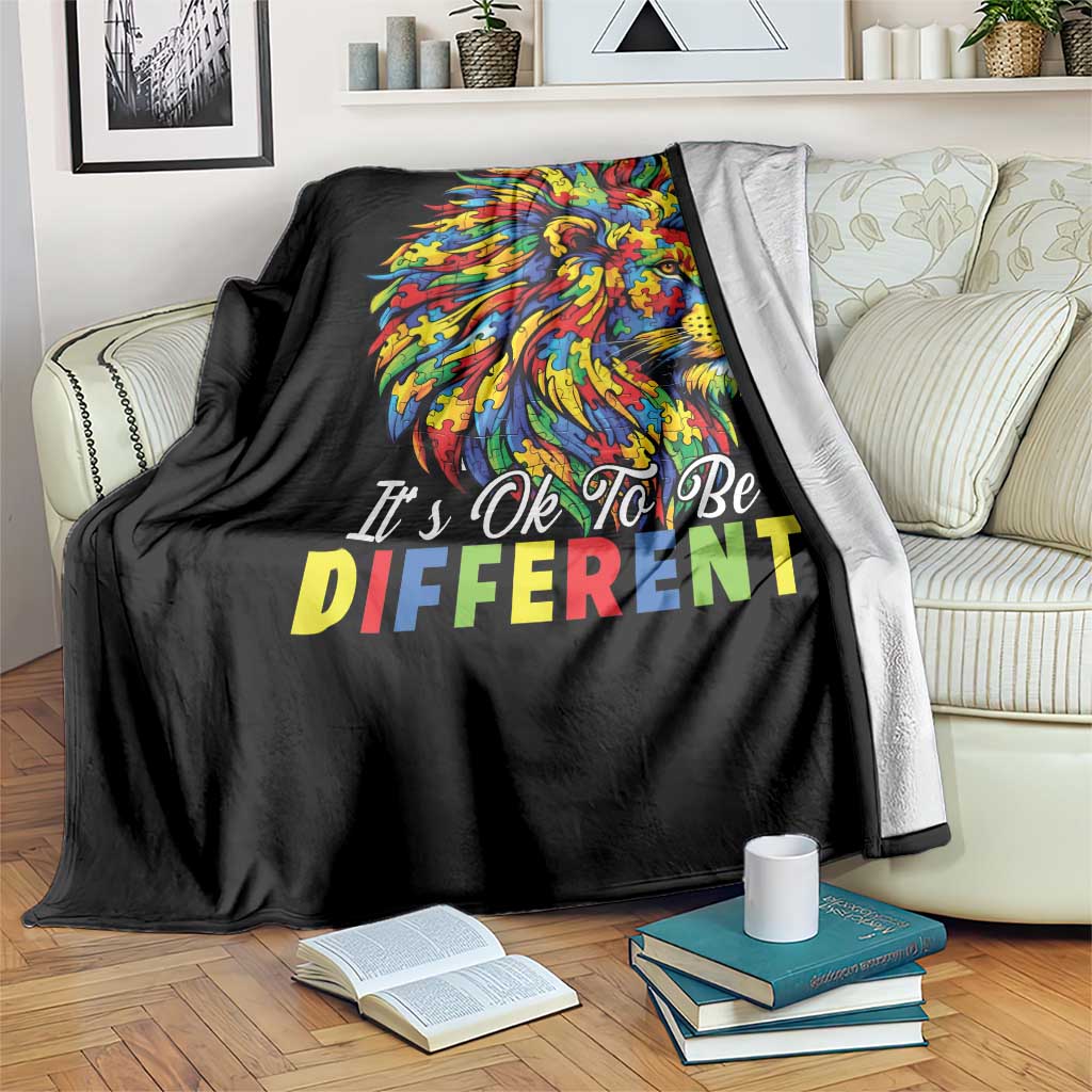 Colorful Autism Acceptance Lion Throw Blanket It Is Ok To Be Different Courageous Neurodiversity Support TS02 Print Your Wear