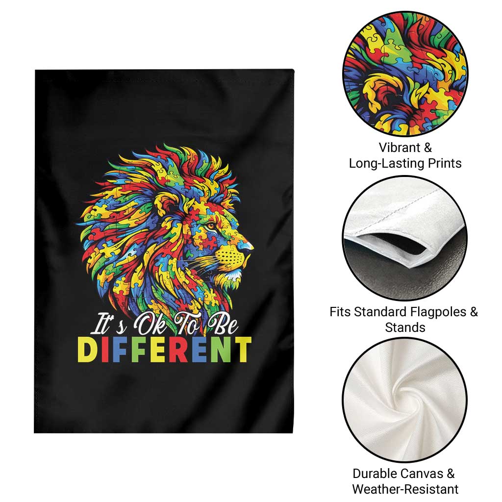Colorful Autism Acceptance Lion Garden Flag It Is Ok To Be Different Courageous Neurodiversity Support TS02 Print Your Wear