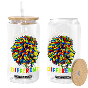 Colorful Autism Acceptance Lion Glass Can It Is Ok To Be Different Courageous Neurodiversity Support TS02 Print Your Wear