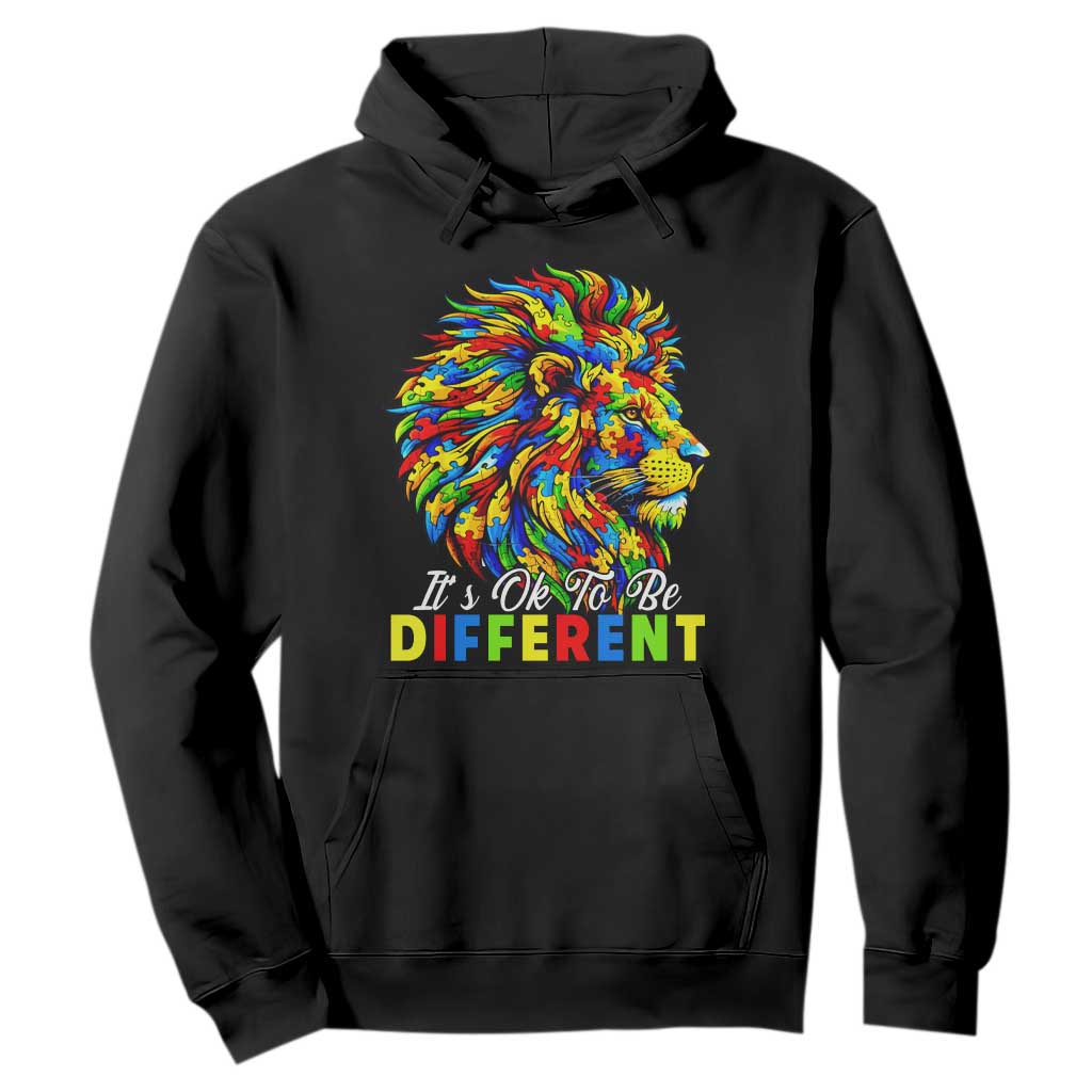 Colorful Autism Acceptance Lion Hoodie It Is Ok To Be Different Courageous Neurodiversity Support TS02 Black Print Your Wear