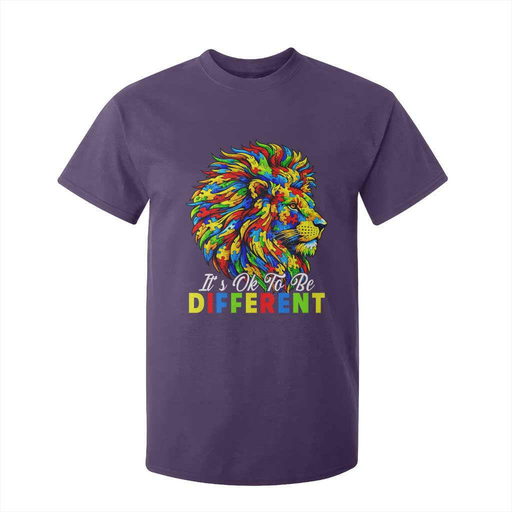 Colorful Autism Acceptance Lion T Shirt For Kid It Is Ok To Be Different Courageous Neurodiversity Support TS02 Purple Print Your Wear